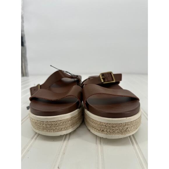 TORRID Womens Two Piece Sandal Size 7.5 WW WIDE Cognac Brown Strappy Ankle Strap - Picture 5 of 8